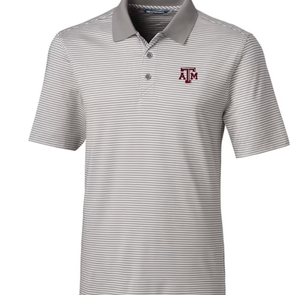 Cutter & Buck Gray and White Striped Texas A&M Polo